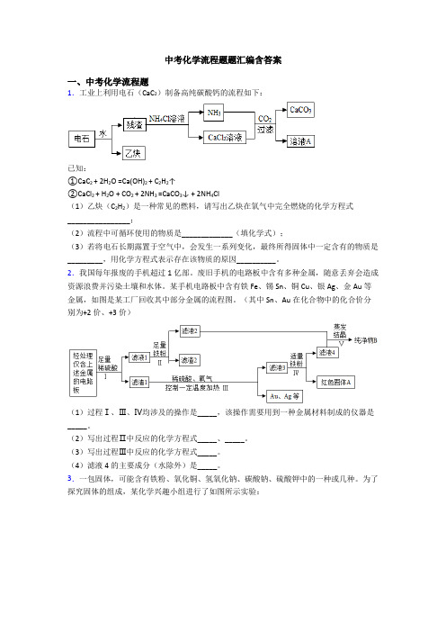 中考化学流程题题汇编含答案