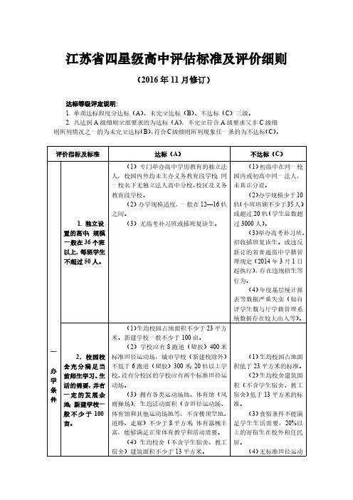 江苏省四星级高中评估标准及评价细则