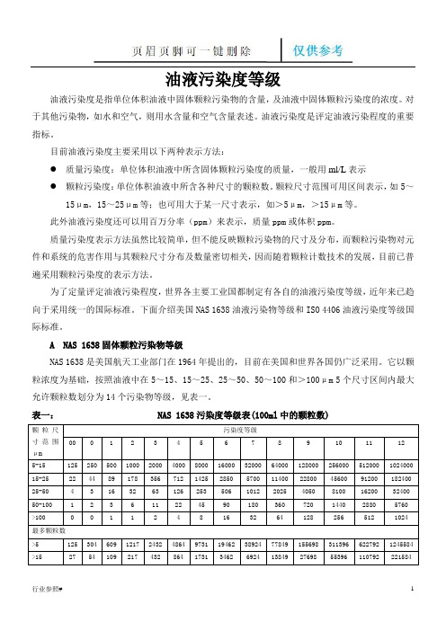 油液污染度等级(知识资料)