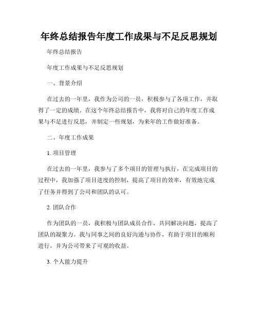 年终总结报告年度工作成果与不足反思规划