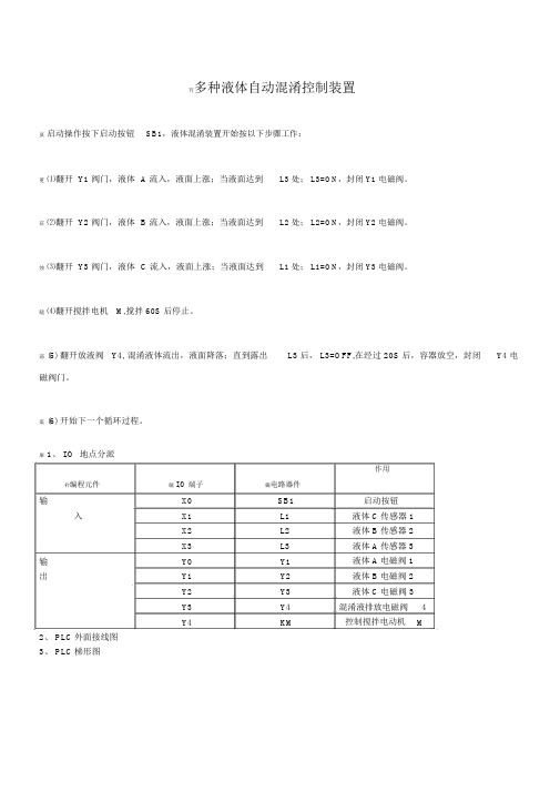 多种液体自动混合控制装置(三菱PLC)