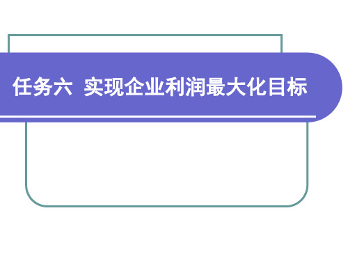 任务六：实现企业利润最大化目标