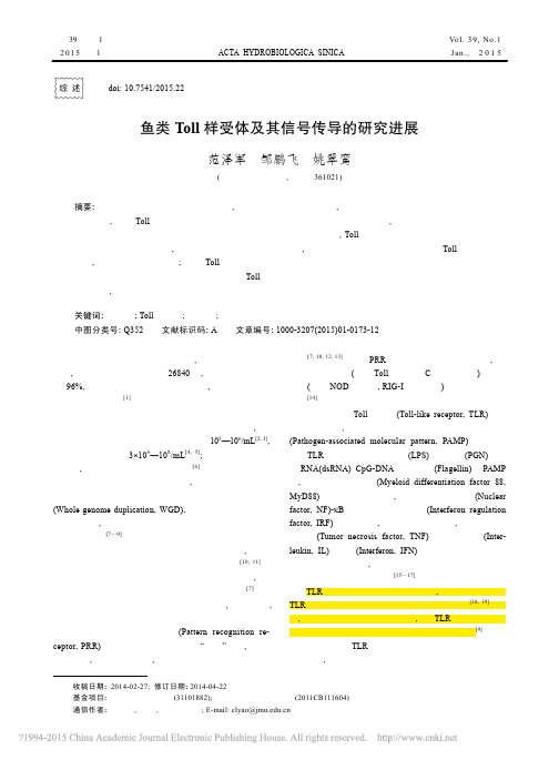 鱼类Toll样受体及其信号传导的研究进展_范泽军