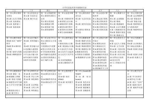 浙江版小学信息技术3-6年级教材目录