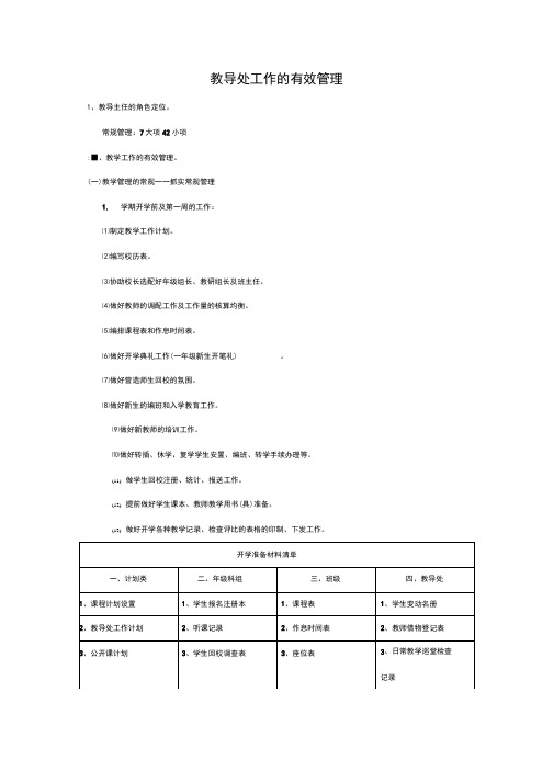 教导处日常管理工作