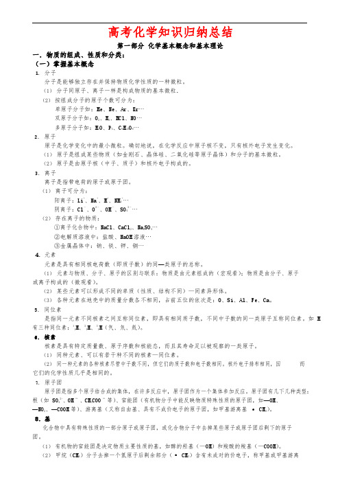 高中化学知识点大全高考化学基础知识