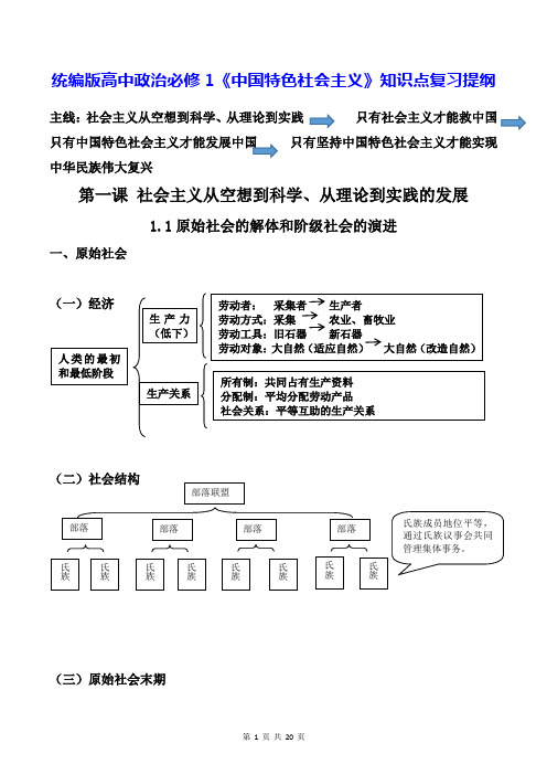 统编版高中政治必修1《中国特色社会主义》知识点复习提纲(实用!)