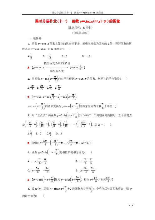 2019_2020学年高中数学课时分层作业11函数y=Asinωx+φ的图象含解析苏教版必修4