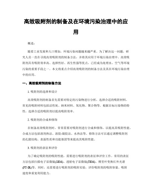 高效吸附剂的制备及在环境污染治理中的应用