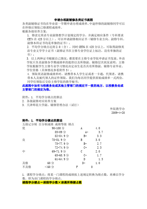 申请办理副辅修各类证书流程