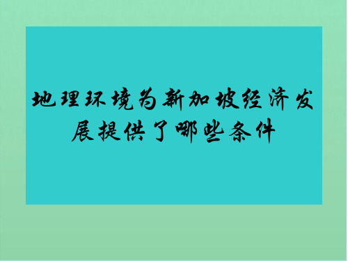 地理环境为新加坡经济发展提供了哪些条件