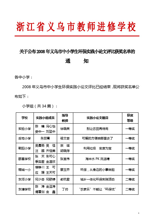 浙江省义乌市教师进修学校