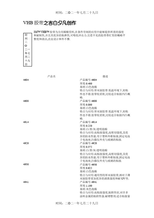 3M各类常用胶带型号及其简介