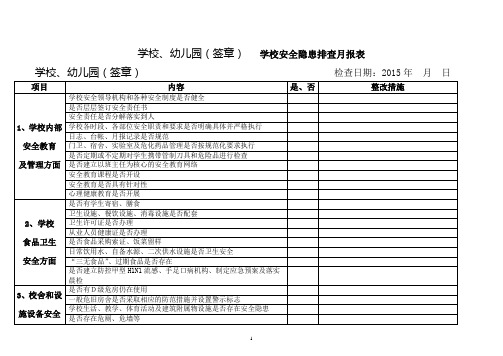 学校安全隐患排查月报表