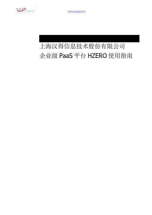 汉得企业级 PaaS 平台 HZERO 用户使用手册说明书