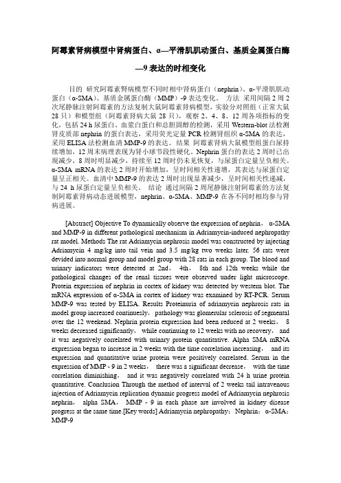 阿霉素肾病模型中肾病蛋白、α—平滑肌肌动蛋白、基质金属蛋白酶