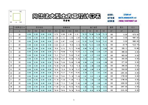 表格模板-网格法大型土方工程自动计算表 精品