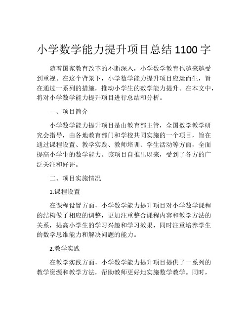 小学数学能力提升项目总结1100字