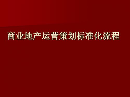 商业地产运营策划标准化流程