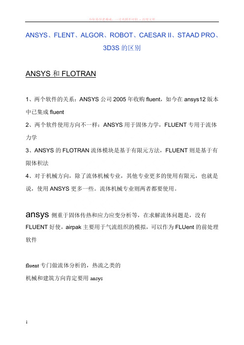 ansys和fluent的区别