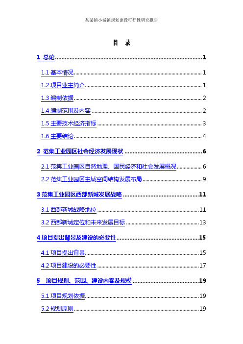 某某镇小城镇规划建设可行性研究报告