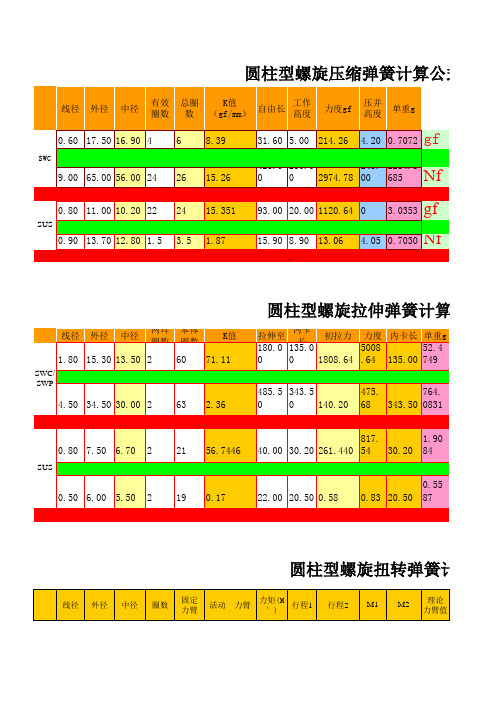 弹簧计算公式