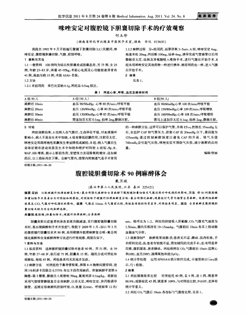 腹腔镜胆囊切除术90例麻醉体会