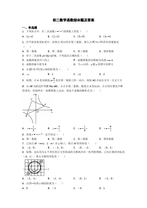 初二数学函数综合题及答案