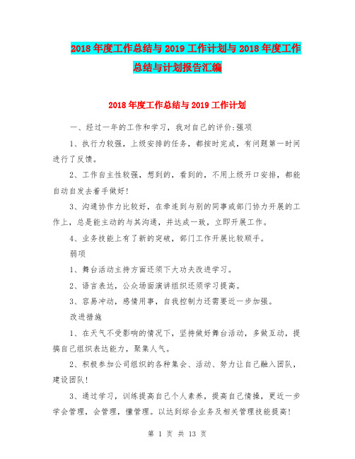 2018年度工作总结与2019工作计划与2018年度工作总结与计划报告汇编