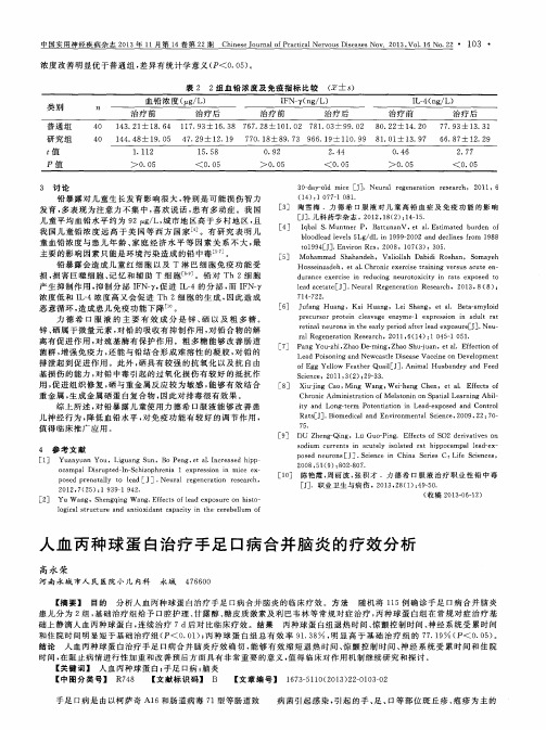 人血丙种球蛋白治疗手足口病合并脑炎的疗效分析