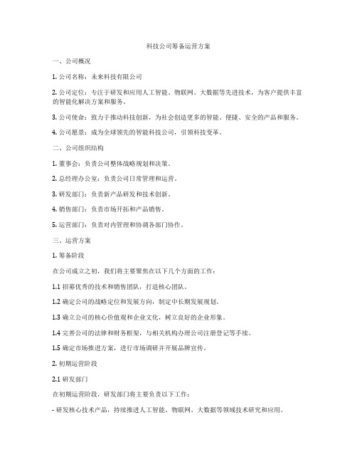 科技公司筹备运营方案