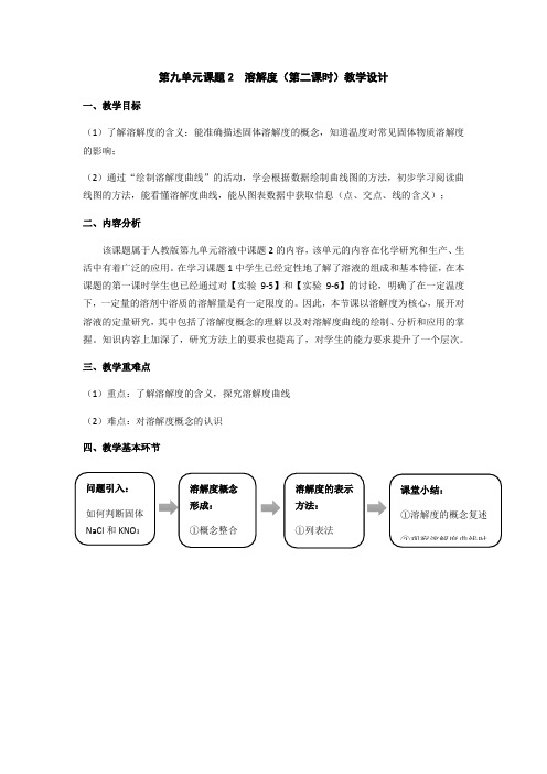 第九单元课题2 溶解度(第二课时)教学设计