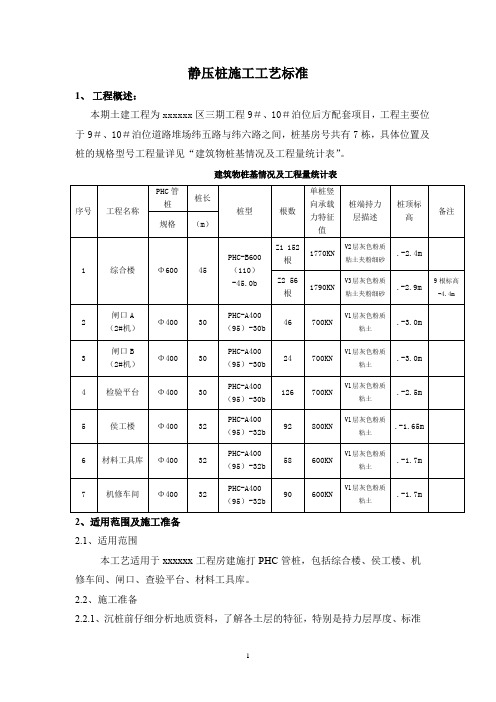 静压桩施工工艺标准