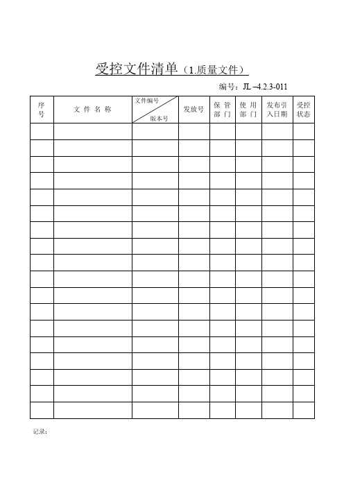 医疗器械生产记录(空白表格)