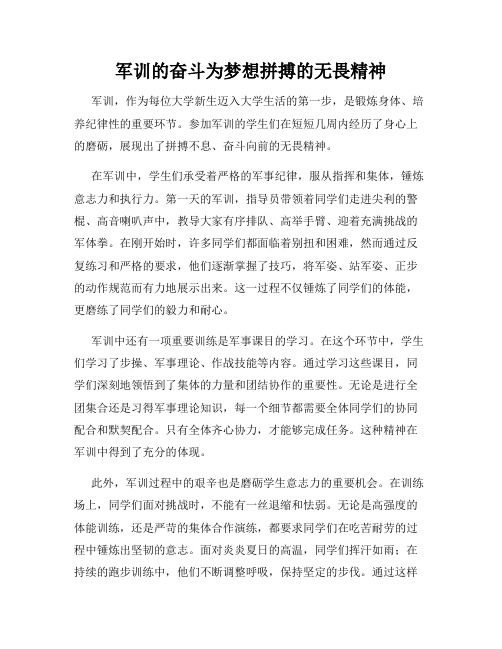 军训的奋斗为梦想拼搏的无畏精神