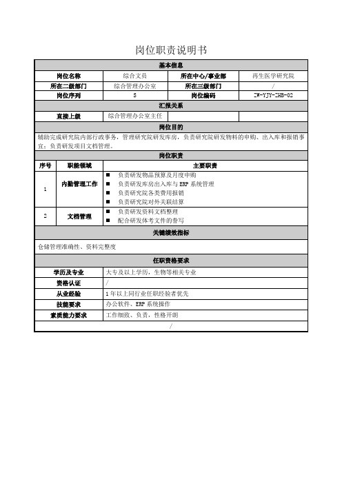 2.岗位职责说明书-综合文员