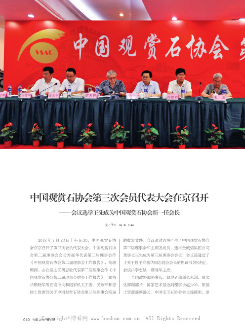 中国观赏石协会第三次会员代表大会在京召开——会议选举王先成为中国观赏石协会新一任会长