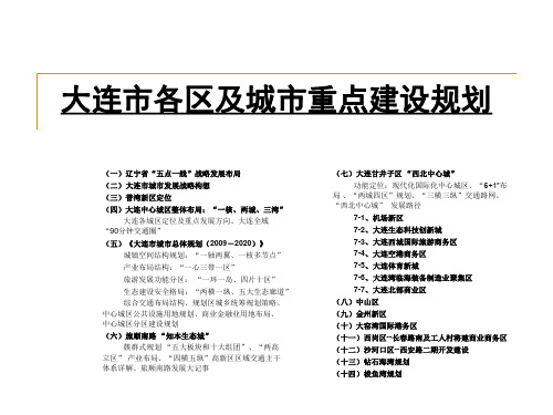 大连市各区及城市重点建设规划