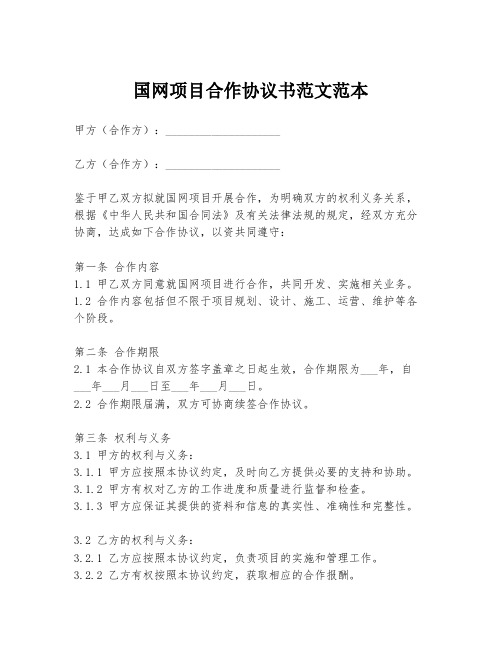 国网项目合作协议书范文范本