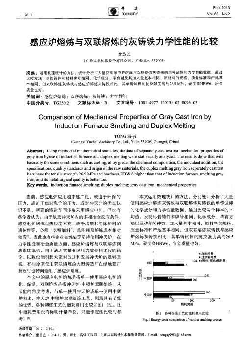 感应炉熔炼与双联熔炼的灰铸铁力学性能的比较