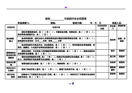 医疗安全检查表