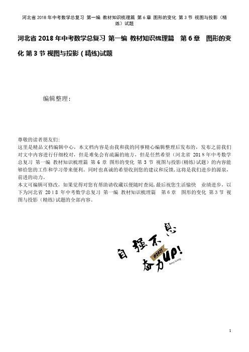 河北省中考数学总复习第一编知识梳理篇第6章图形的变化第3节视图与投影(精练)试题(2021学年)