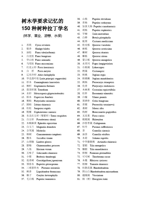 150种树木拉丁学名