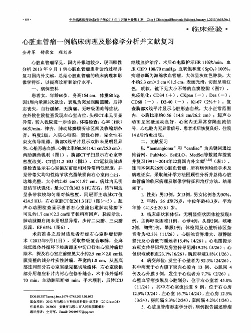 心脏血管瘤一例临床病理及影像学分析并文献复习