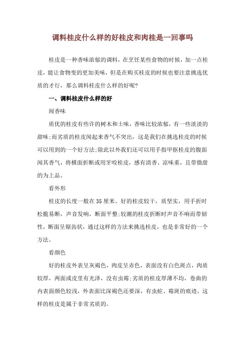 调料桂皮什么样的好 桂皮和肉桂是一回事吗