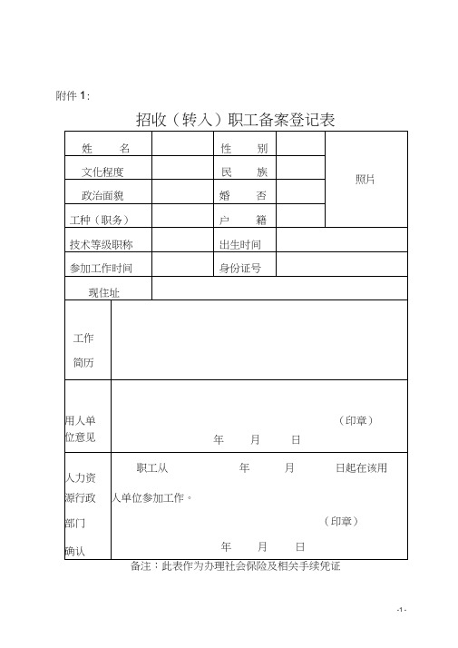 人事部员工备案表(20210227063040)