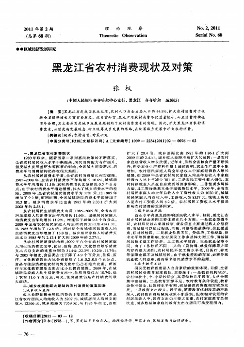 黑龙江省农村消费现状及对策