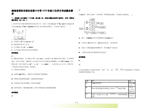 湖南省邵阳市邵东县第学高三化学月考试题含解析