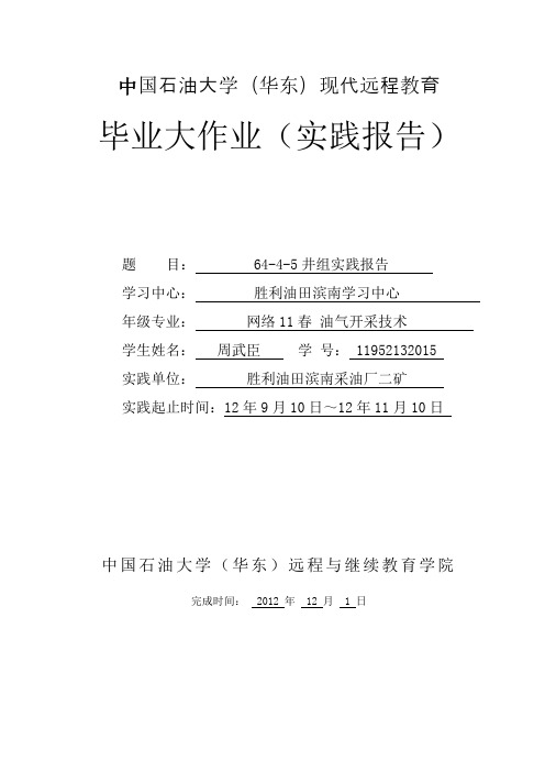 中国石油大学(华东)现代远程教育 毕业大作业(实践报告)