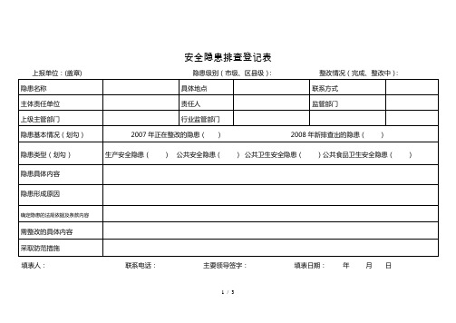 安全隐患排查登记表